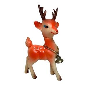 Vintage Rubber Deer Christmas Bell Japan Holiday 4” Decoration Retro MCM Decor